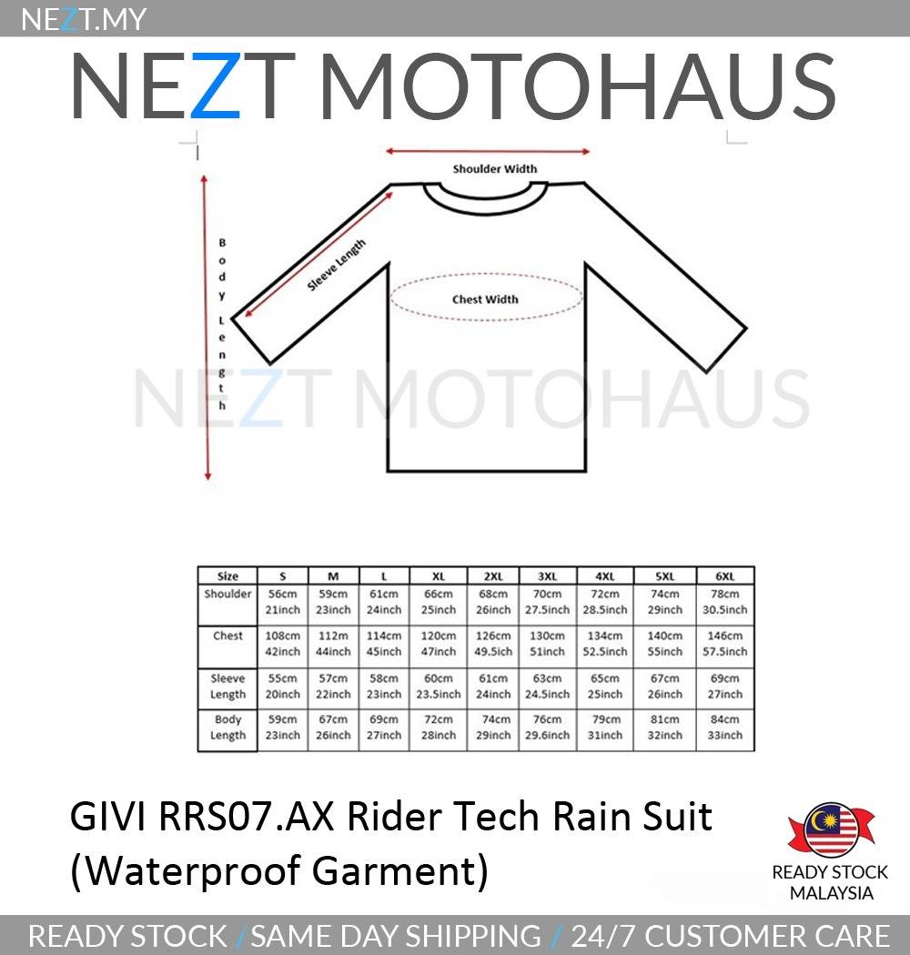 Givi Ridertech RRS07 AX Waterproof Raincoat Rain Suit Baju Hujan